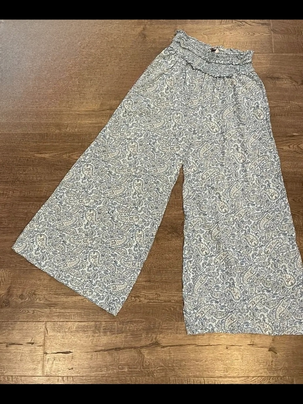 Patrons of Peace Light Blue Floral Paisley Wide-Leg Palazzo Pants - Picture 11 of 11
